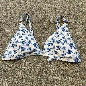 Blue floral bathing suit top